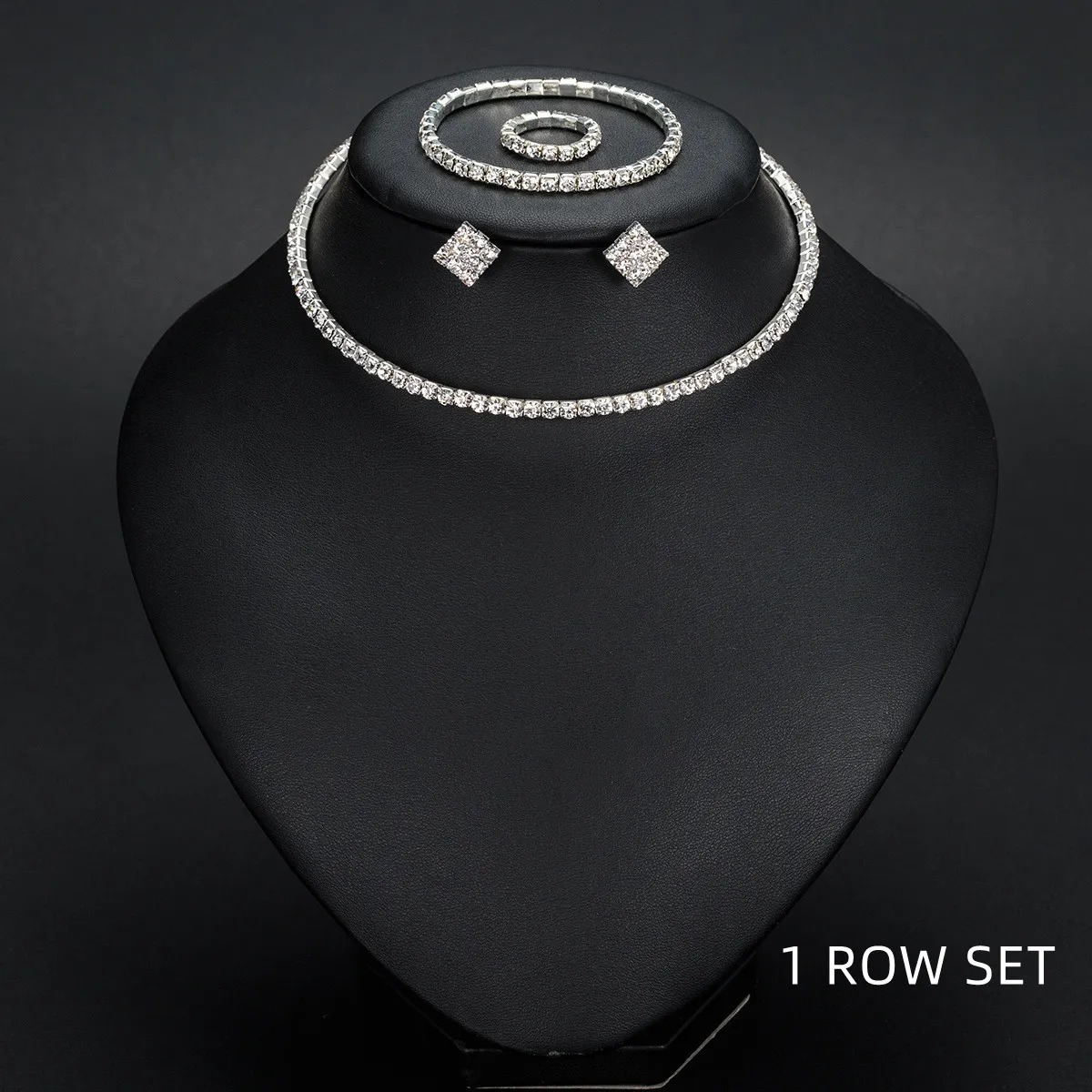 Classic bridal accessories: Rhinestone necklace and earrings ring and bracelet wholesale