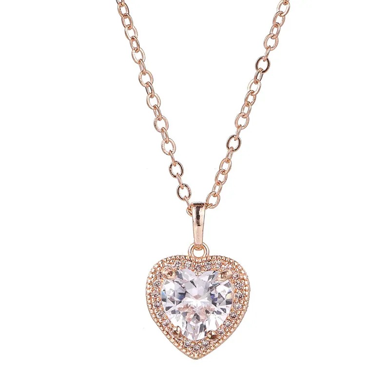 Cubic Zirconia Necklace with Small Heart Pendant