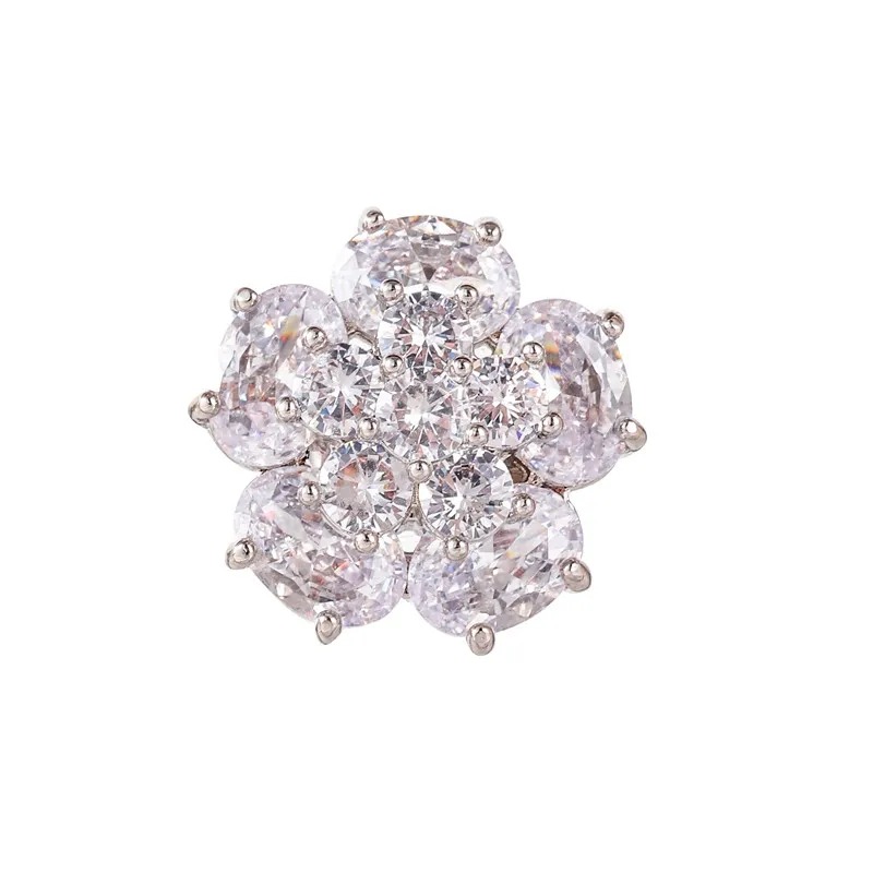 High Quality Clear Crystal Flower CZ Brooch