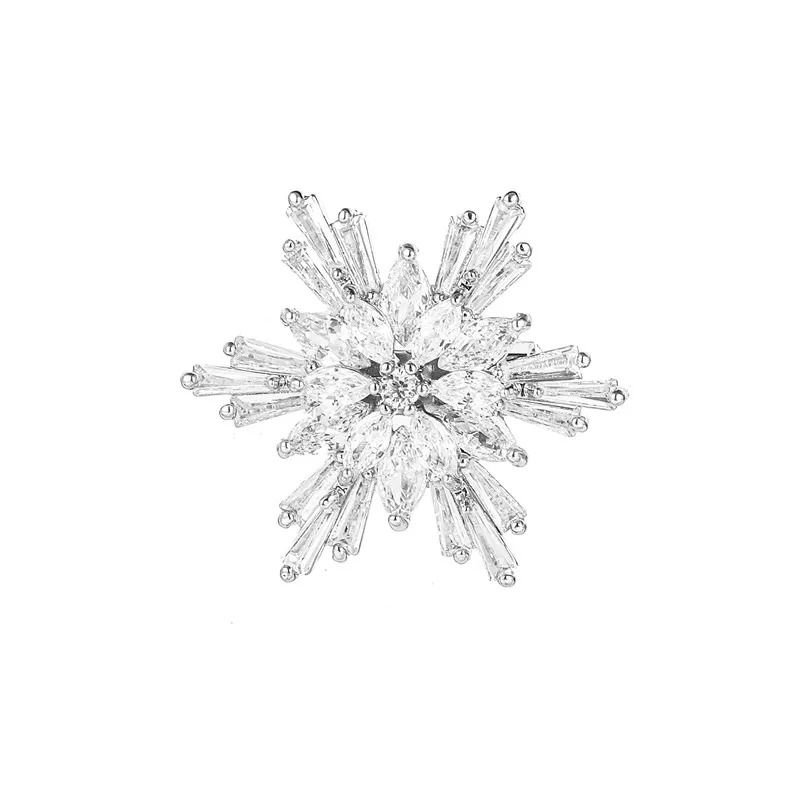 High Quality Clear Crystal Snowflake CZ Brooch