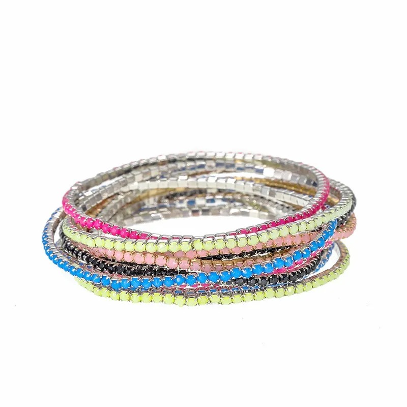Opal Rhinestone Stretch Bracelets