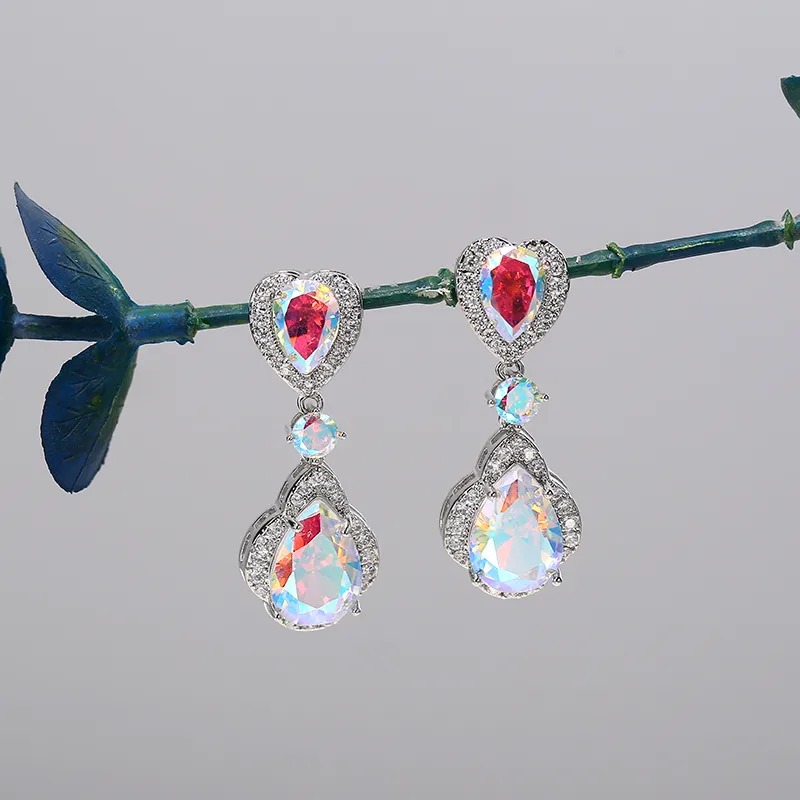 Shiny CZ Heart dangle earrings: Hot Sale Wholesale Accessory