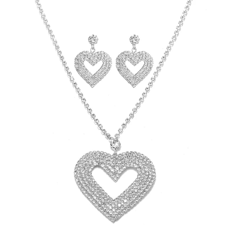 Rhinestone Necklace Earrings Set LN0010