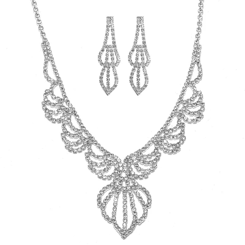 Rhinestone Necklace Earrings Set LN0013