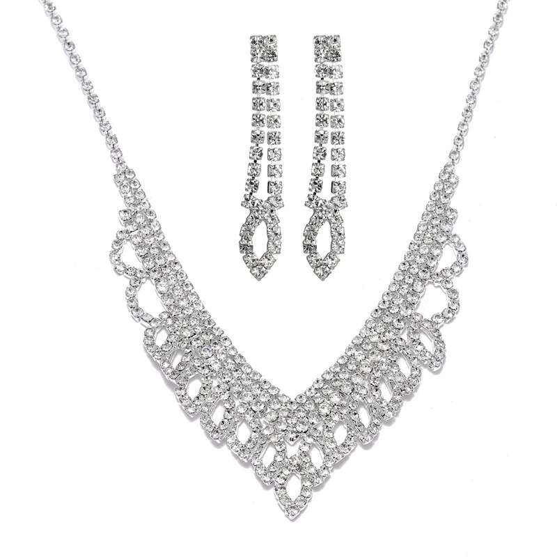 Rhinestone Necklace Earrings Set LN0020