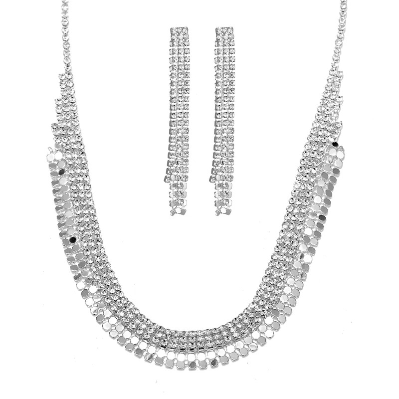 Rhinestone Necklace Earrings Set LN0023B