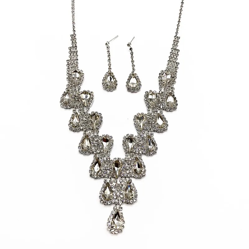 Rhinestone Necklace Earrings Set LN0025