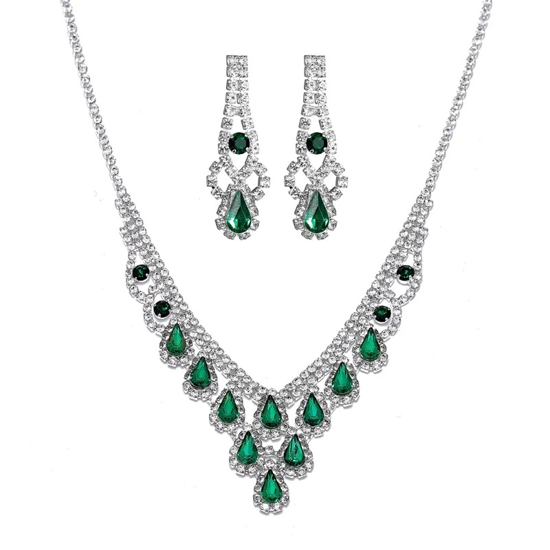 Rhinestone Necklace Earrings Set LN0030C