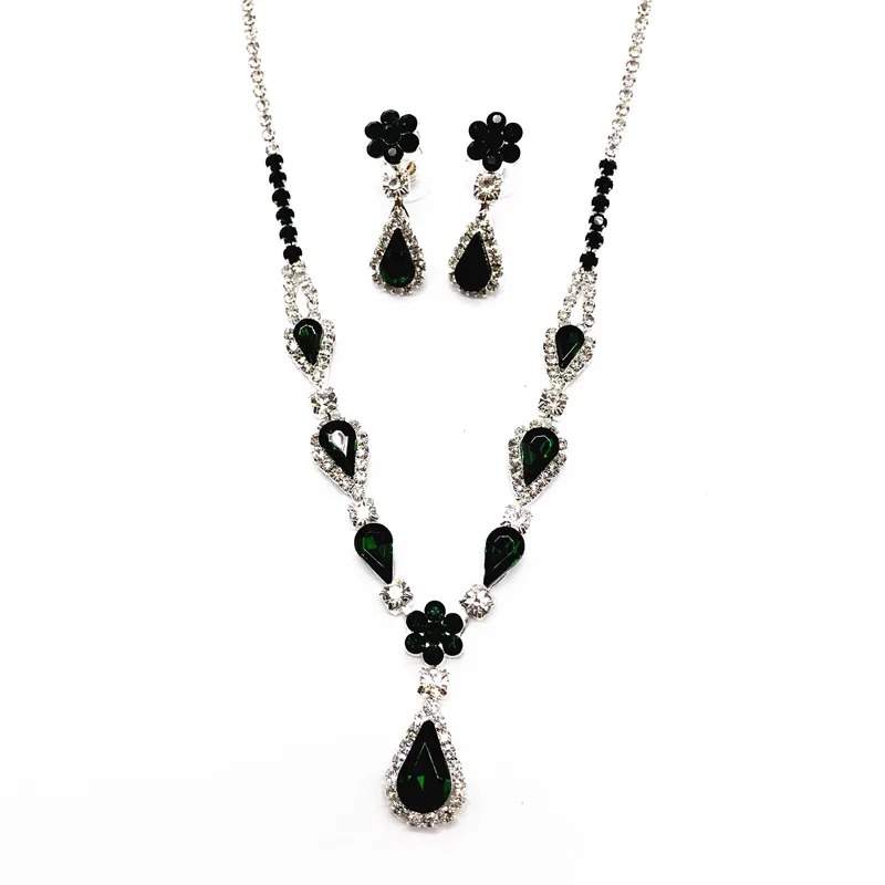 Rhinestone Necklace Earrings Set LN0031