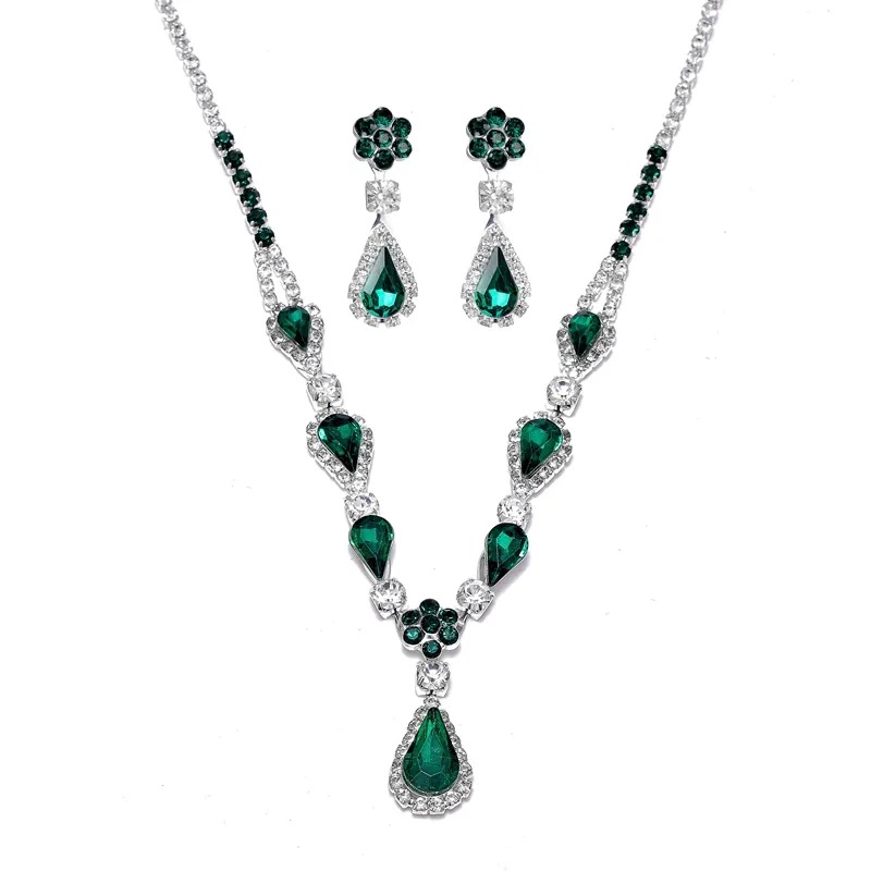 Rhinestone Necklace Earrings Set LN0031B