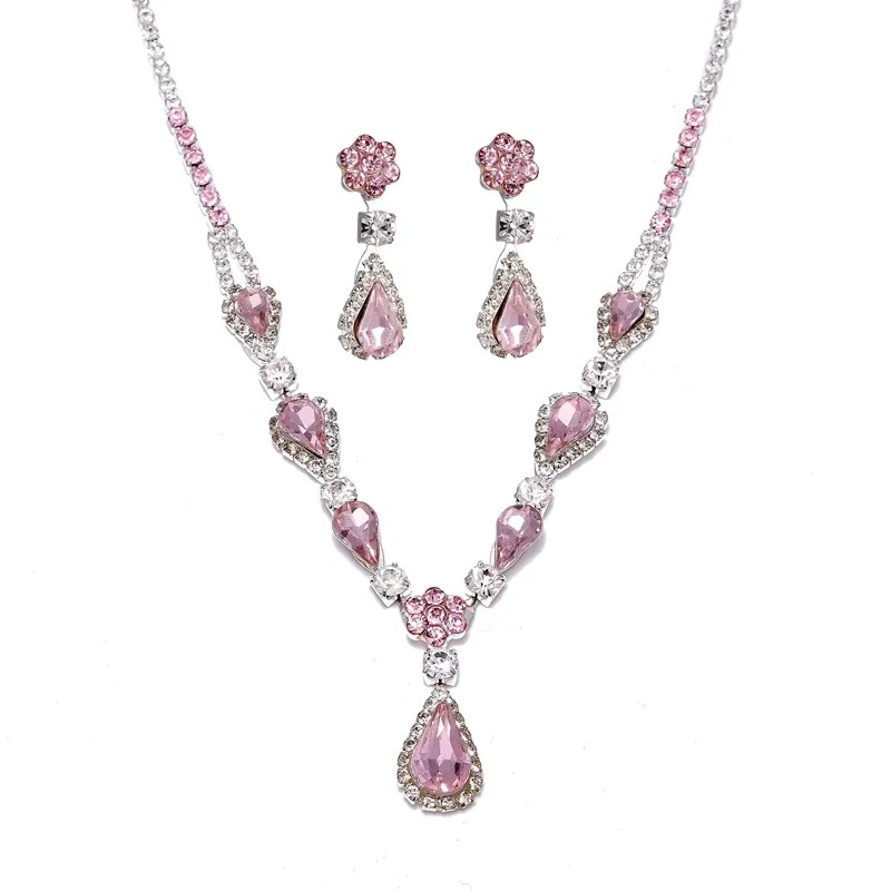 Rhinestone Necklace Earrings Set LN0031C