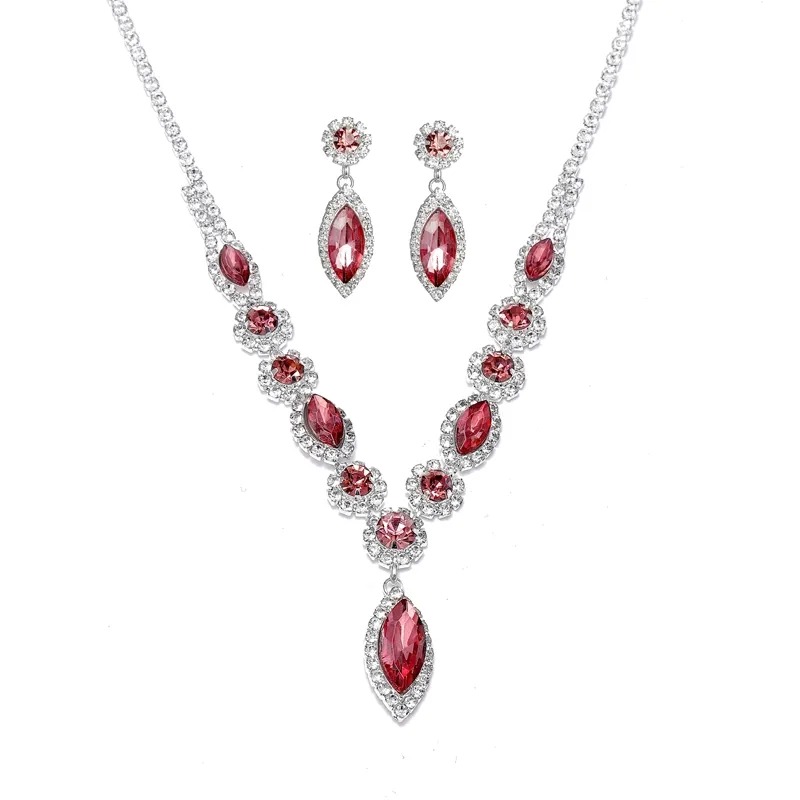 Rhinestone Necklace Earrings Set LN0032C