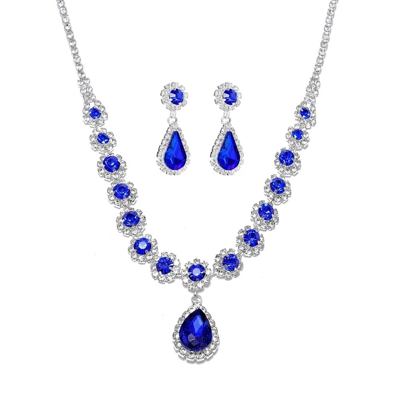 Rhinestone Necklace Earrings Set LN0033B