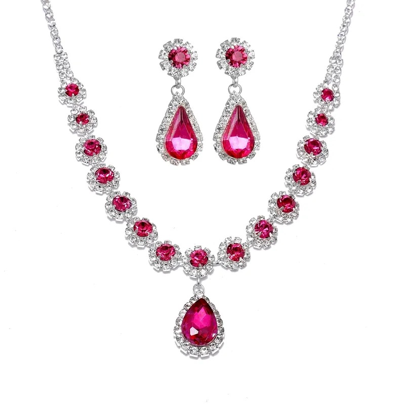 Rhinestone Necklace Earrings Set LN0033C