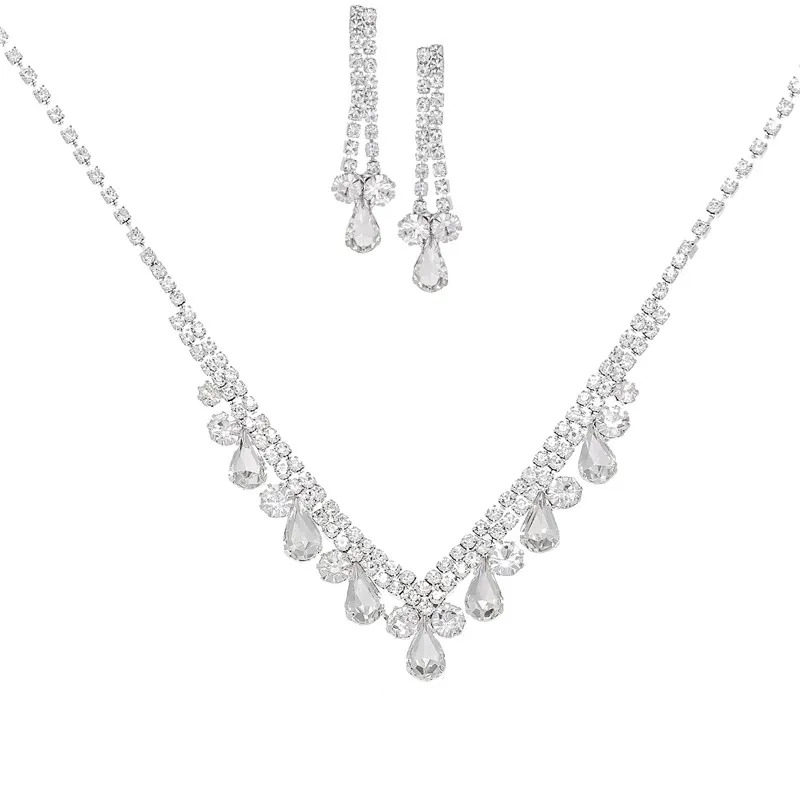 Rhinestone Necklace Earrings Set LN0206