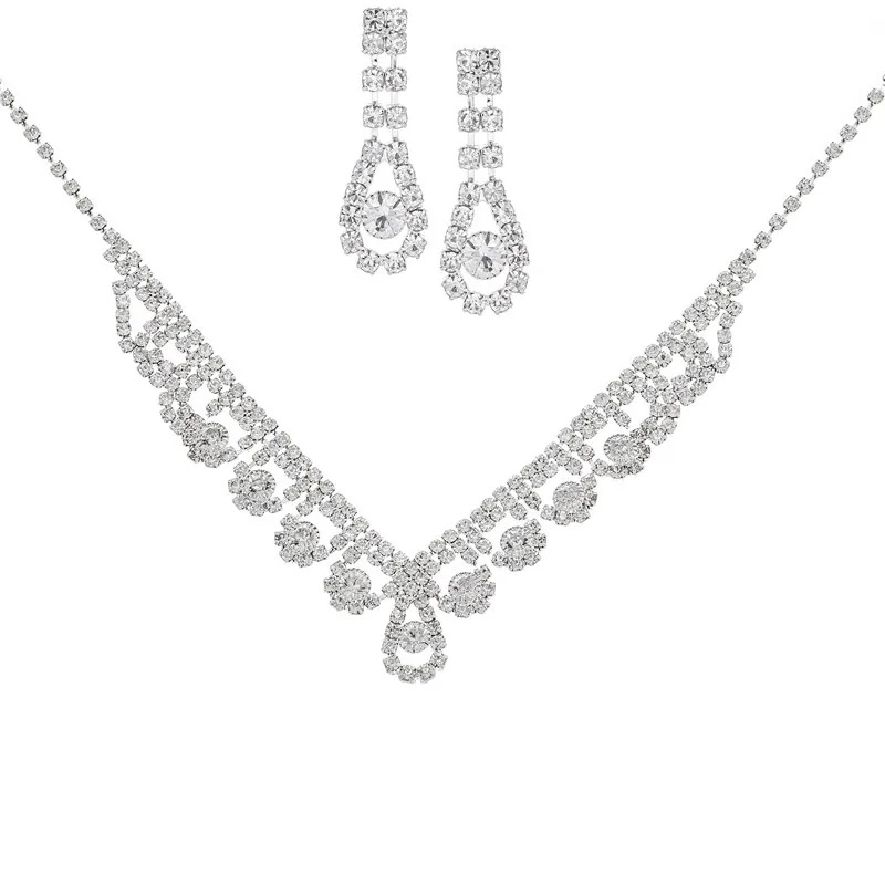 Rhinestone Necklace Earrings Set LN0207