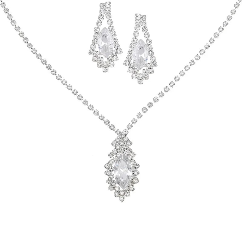 Rhinestone Necklace Earrings Set LN0208