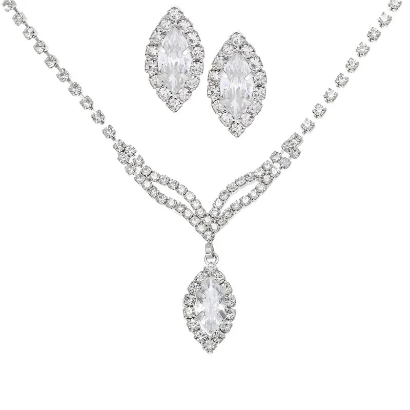 Rhinestone Necklace Earrings Set LN0210