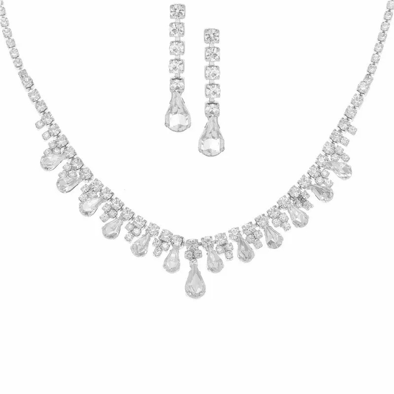 Rhinestone Necklace Earrings Set LN0212