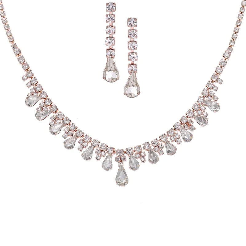 Rhinestone Necklace Earrings Set LN0212B