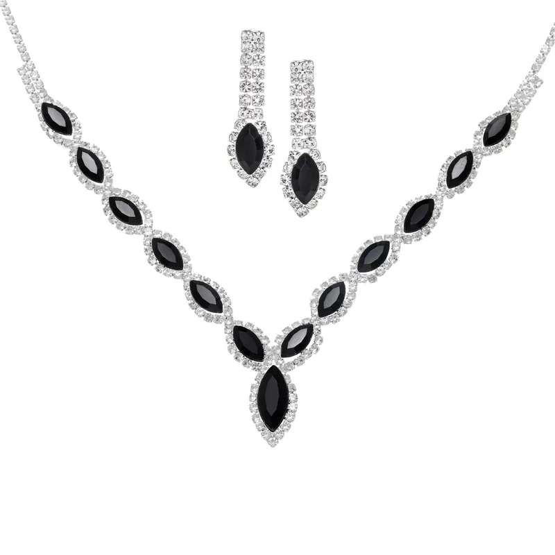 Rhinestone Necklace Earrings Set LN0213