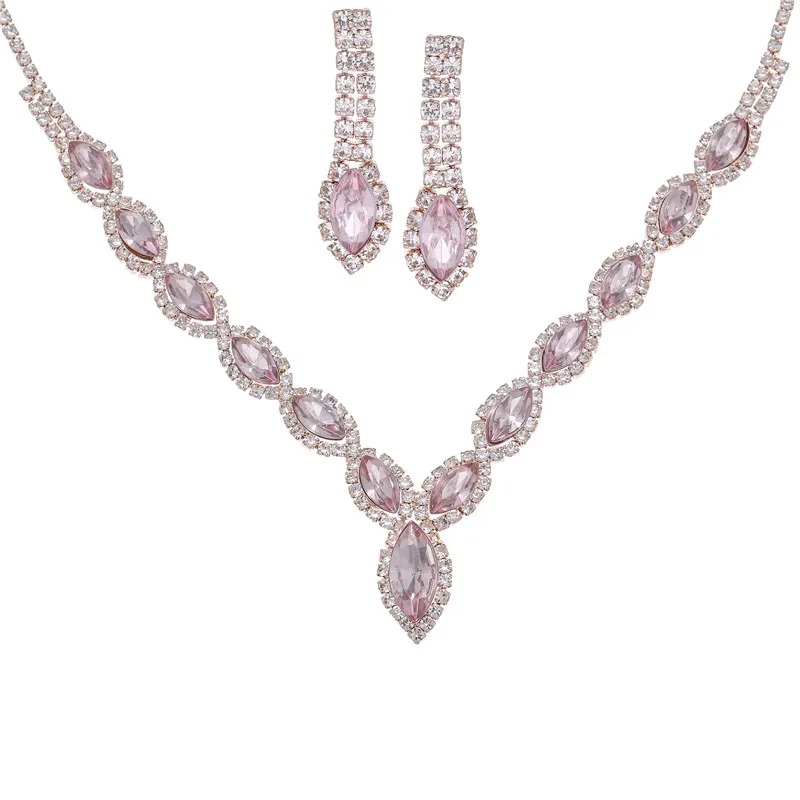 Rhinestone Necklace Earrings Set LN0213B