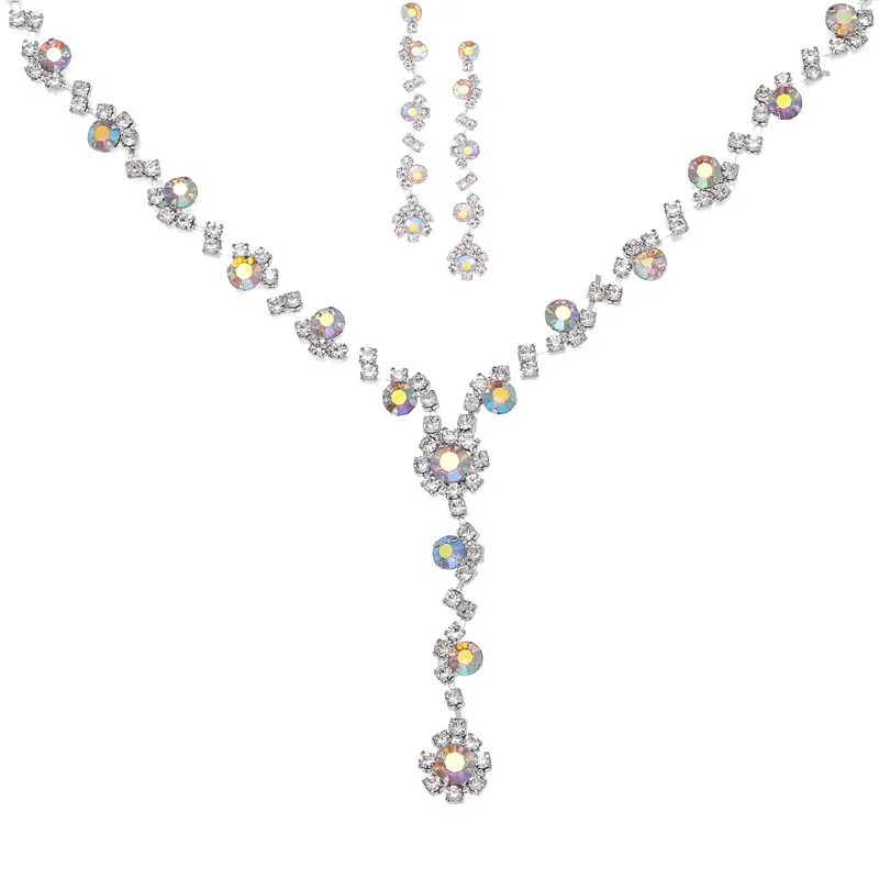 Rhinestone Necklace Earrings Set LN0214B