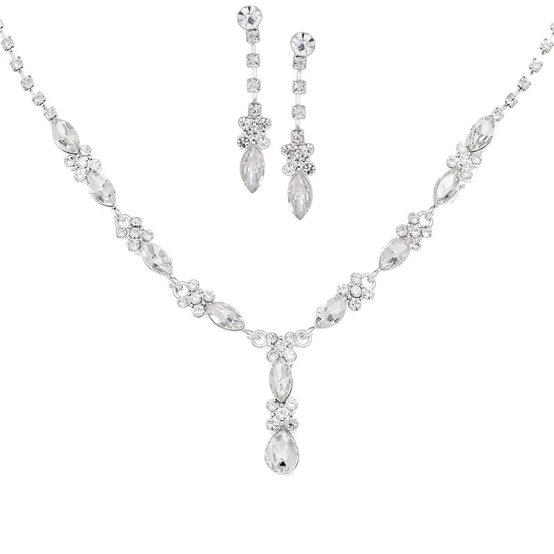 Rhinestone Necklace Earrings Set LN0217