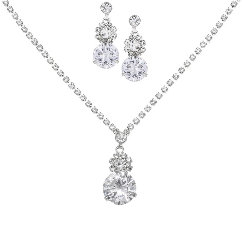 Rhinestone Necklace Earrings Set LN0220