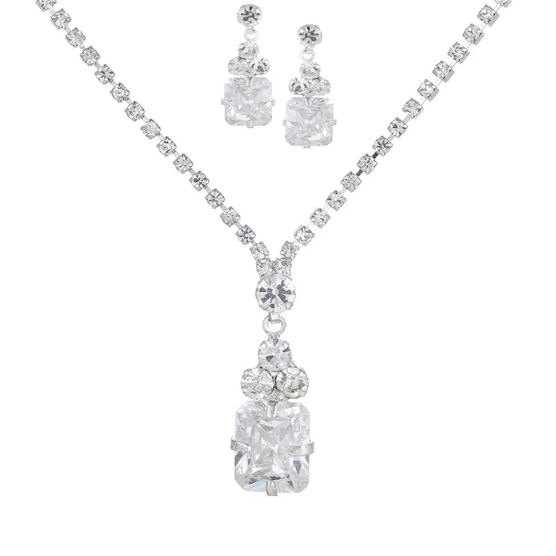 Rhinestone Necklace Earrings Set LN0221