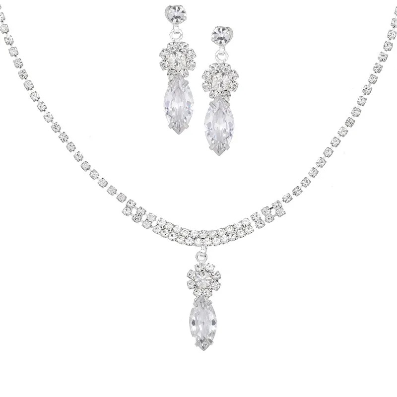 Rhinestone Necklace Earrings Set LN0222