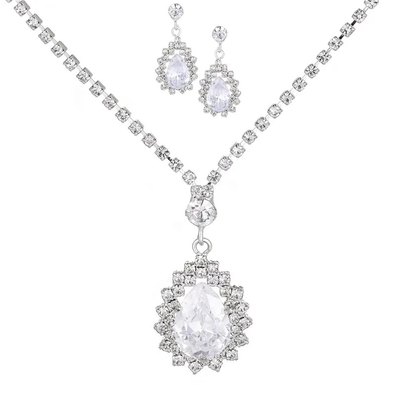 Rhinestone Necklace Earrings Set LN0224