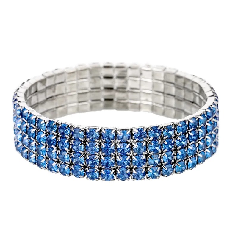 Elegant 4 Layers Rhinestone Stretch Cuff Bracelet